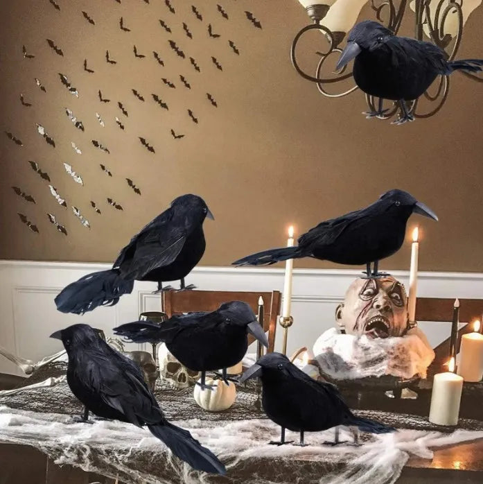 Realistic Artificial Crows Party Ornament Halloween Decorations