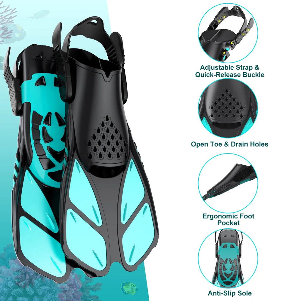 Snorkel Fins Swimming Flippers Adjustable Buckles
