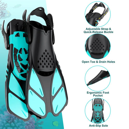 Snorkel Fins Swimming Flippers Adjustable Buckles