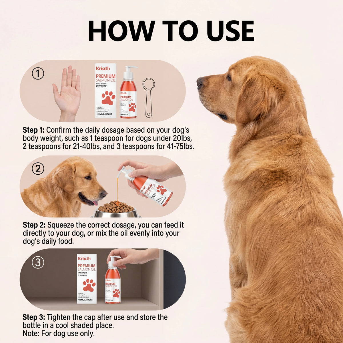 100ml Pure Salmon Oil for Dogs and Cats Omega