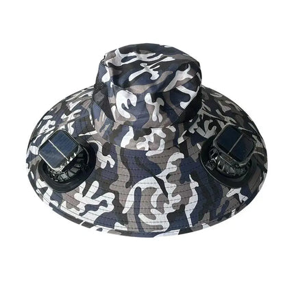 Large Size Quick Dry Bucket Hat With Solar Powered Fan USB Charging