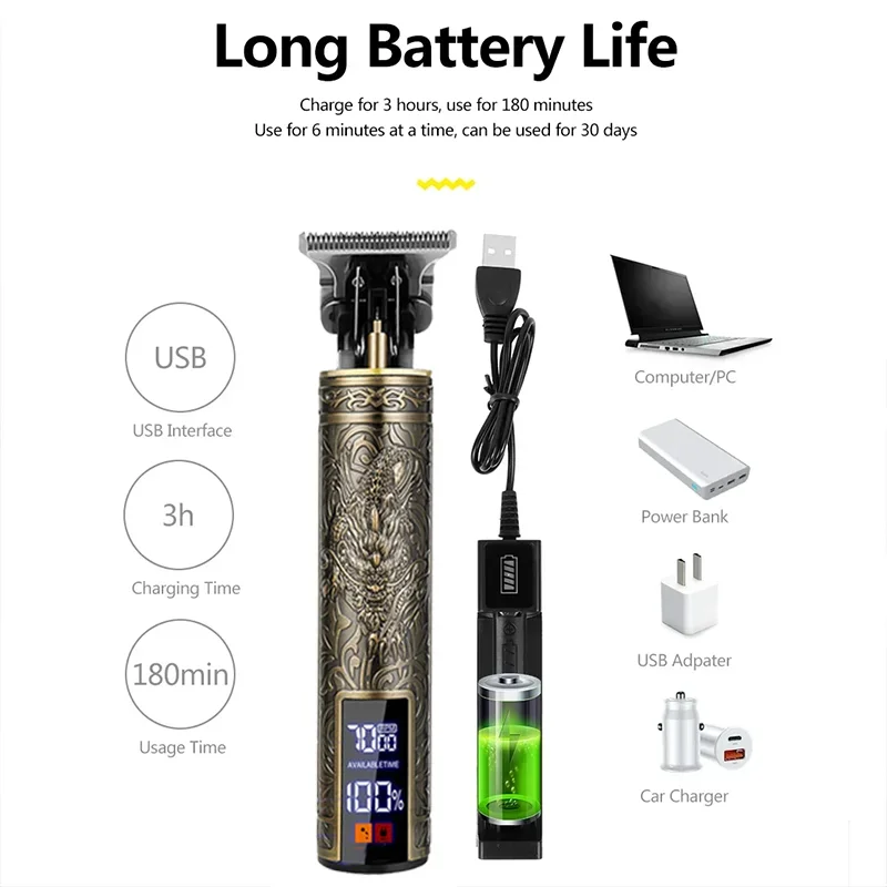 T9 Electric Hair Trimmer/Accessories | USB Professional Shaver