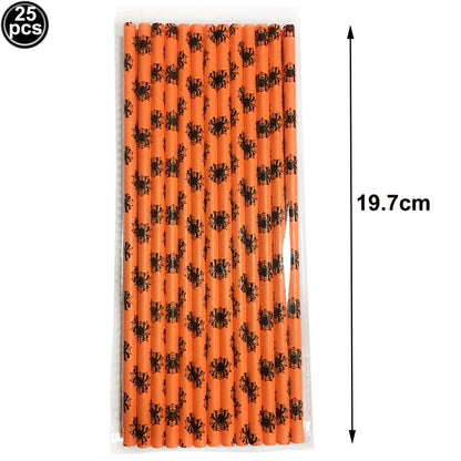 25/50/100pcs Halloween Theme Disposable Paper Straws