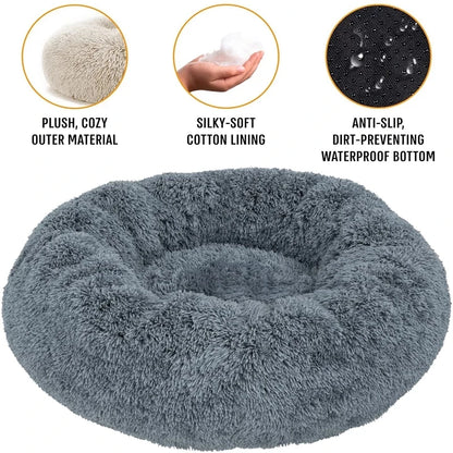 Round Pet Bed for Large Donut Long Plush Bed