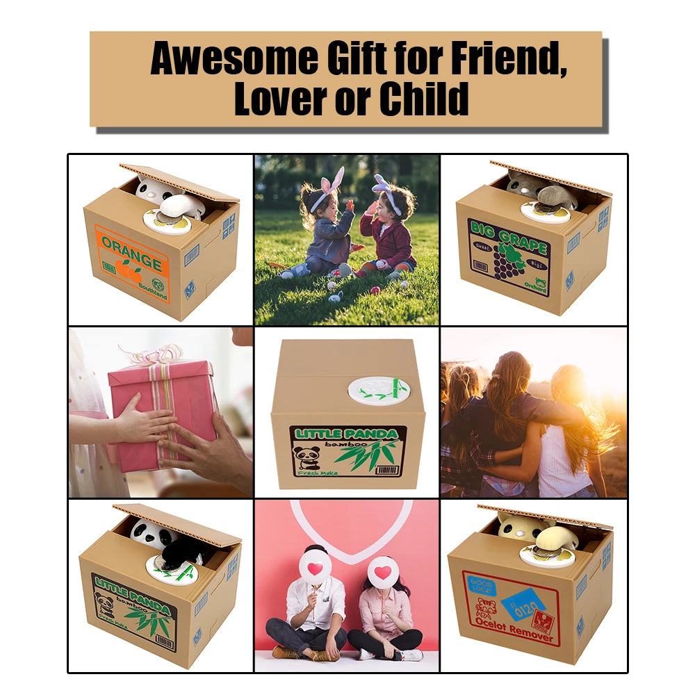 Cute Automated Panda Cat Steal Coin Bank Money Saving Box