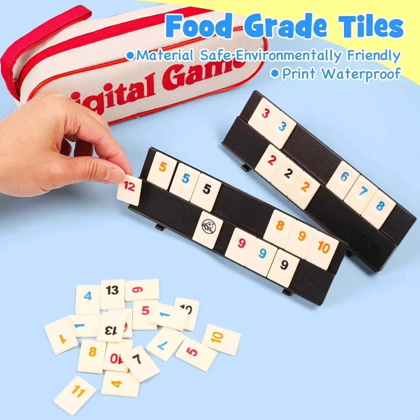 Rummy Cube Game with 4 Racks, 106 Rummy Cube Game Set