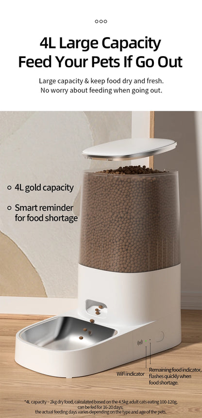 Automatic Cat Feeder Pet Smart WiFi Cat Food Kibble Dispenser