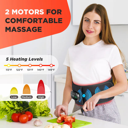 Heating Vibration Massager Belt, Red Light Hot Compress