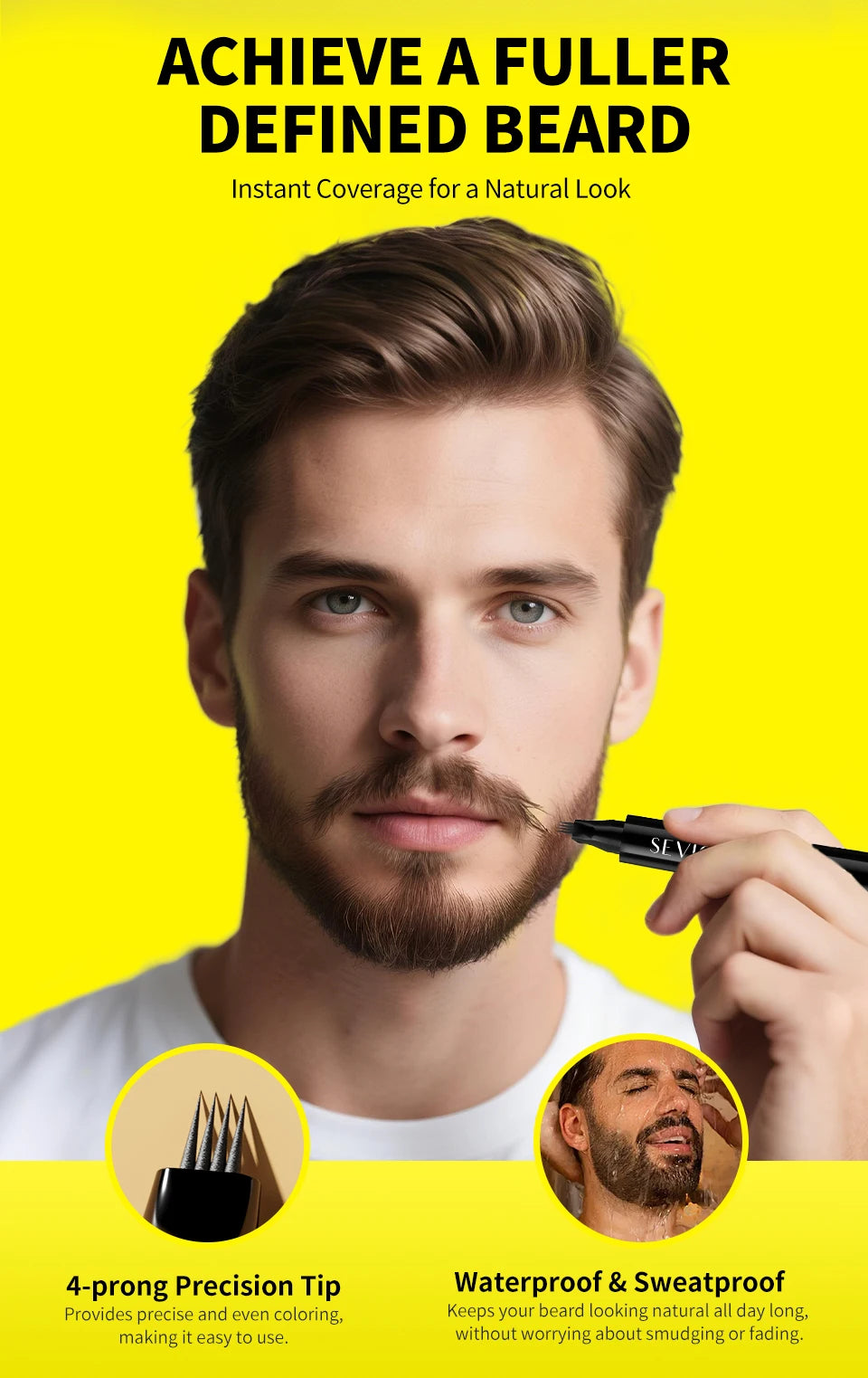 Beard Filler Pen Waterproof Black Brown Beard Coloring