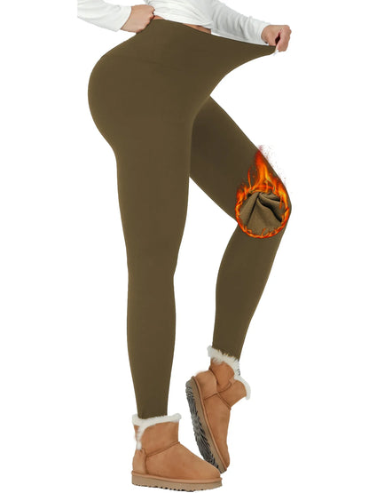 Womens Thermal Fleece Lined High Waisted Leggings