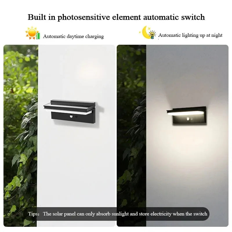 Solar Power Wall Lamp IPX5 Waterproof Garden Lights