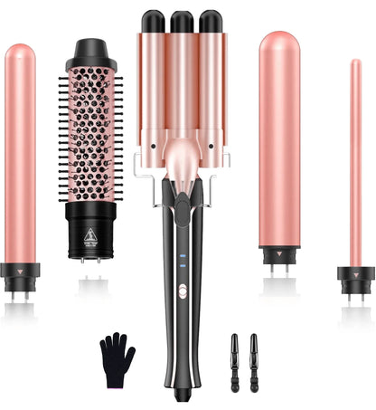6-in-1 Hair Curler with 3 Barrel Hair Crimper