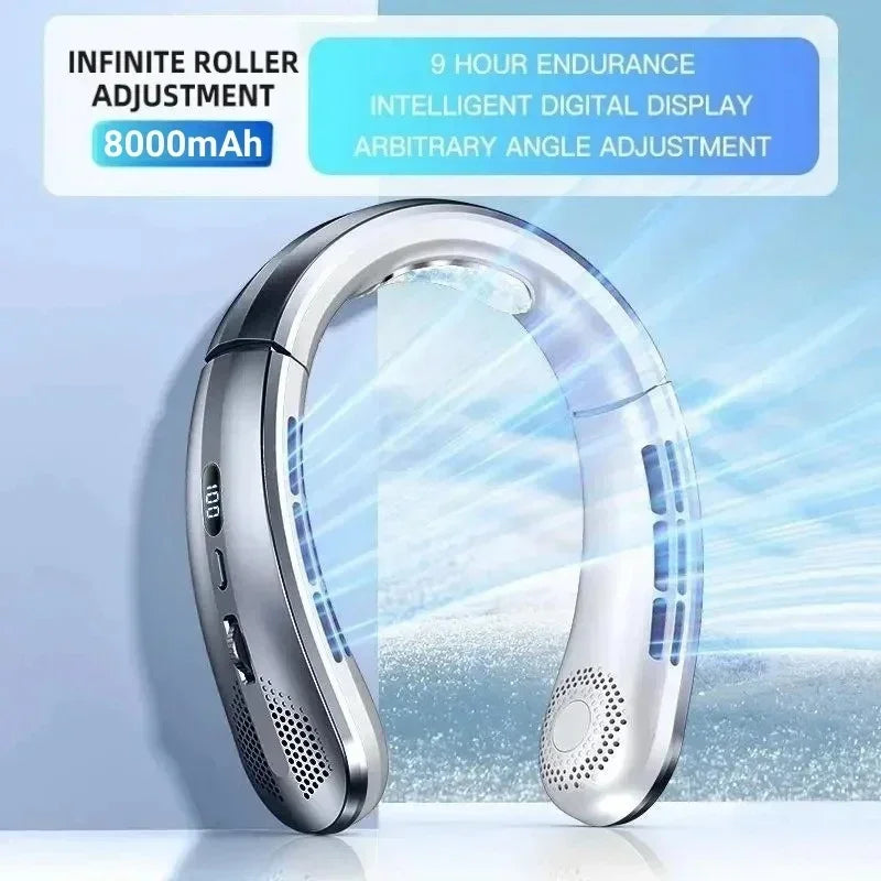 8000mAh USB Hanging Neck Fan Portable Bladeless