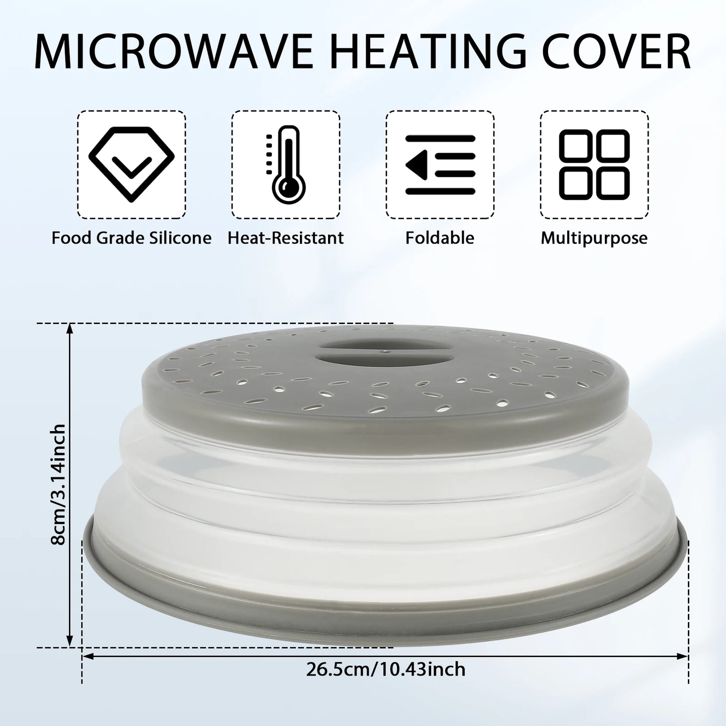 Foldable Microwave Splatter Cover Collapsible with Handle