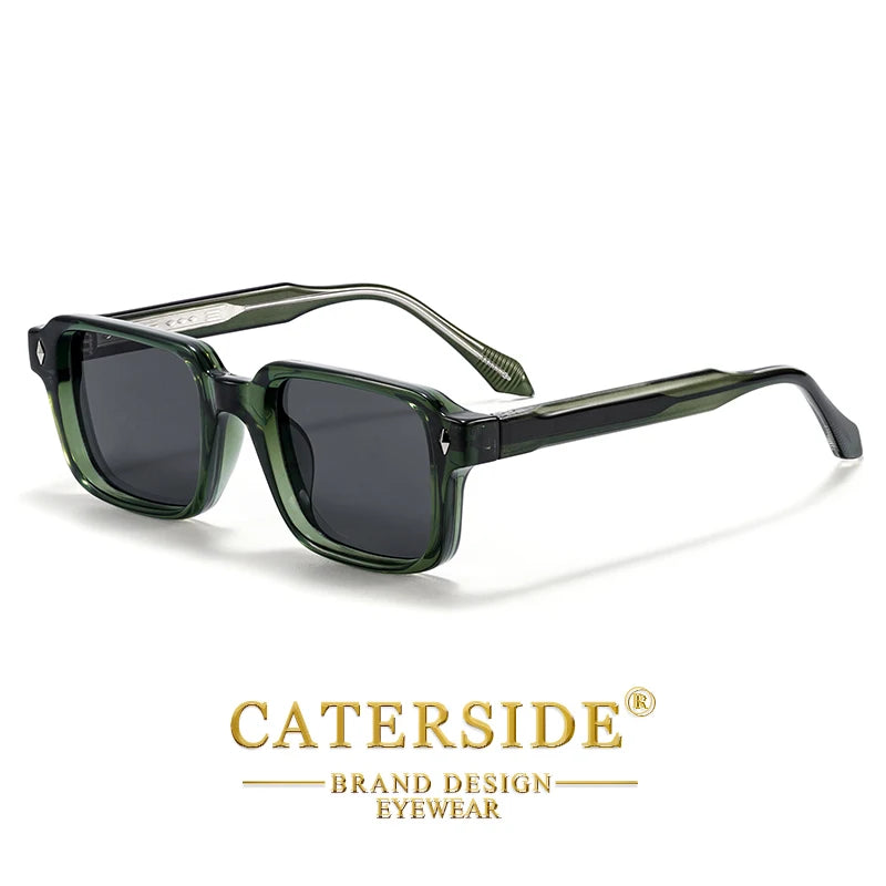 Vintage Men's Square Sunglasses Brand Design Temple
