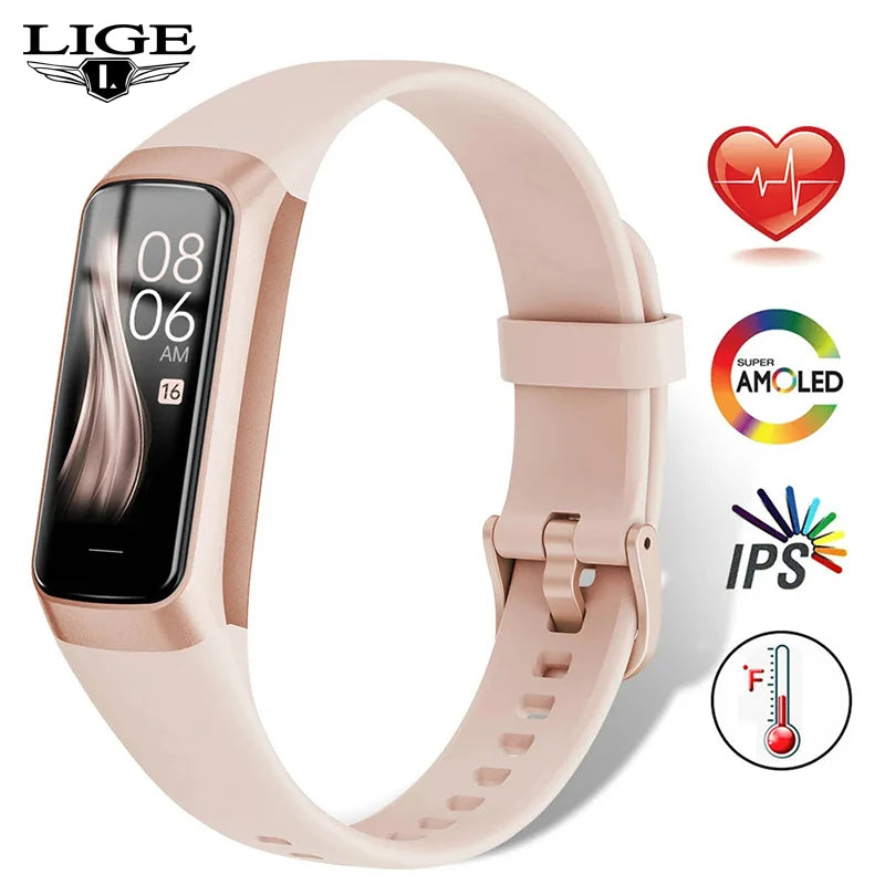 LIGE Amoled Smart Watch Smartwatch Band Women Heart Rate