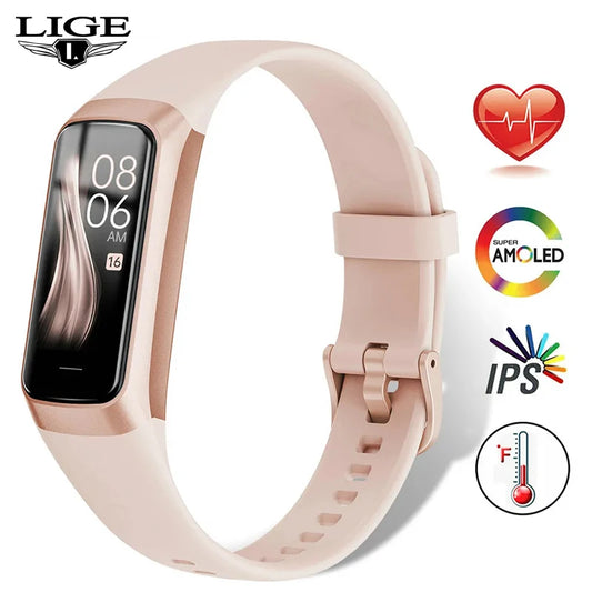 LIGE Amoled Smart Watch Smartwatch Band Women Heart Rate