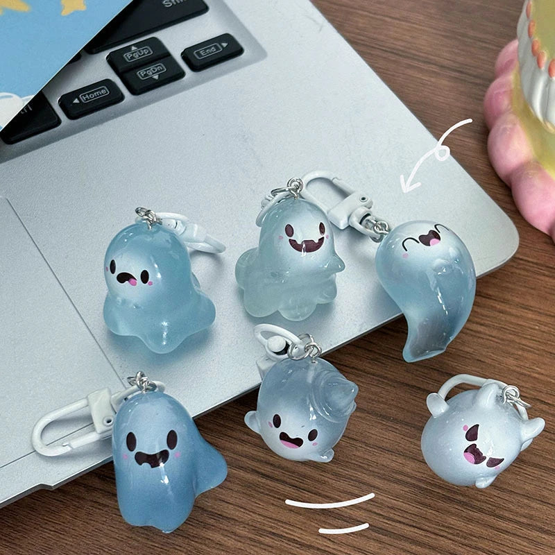 Luminous Halloween Ghost Key Chain Cartoon Jelly Doll