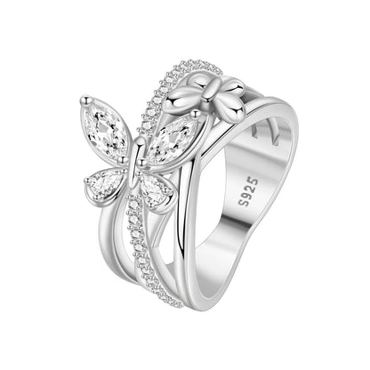 925 Sterling Silver Three-Ring Stackable Ring for Women