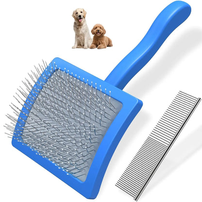 Pet Grooming Brush Set Self Cleaning Slicker Brush