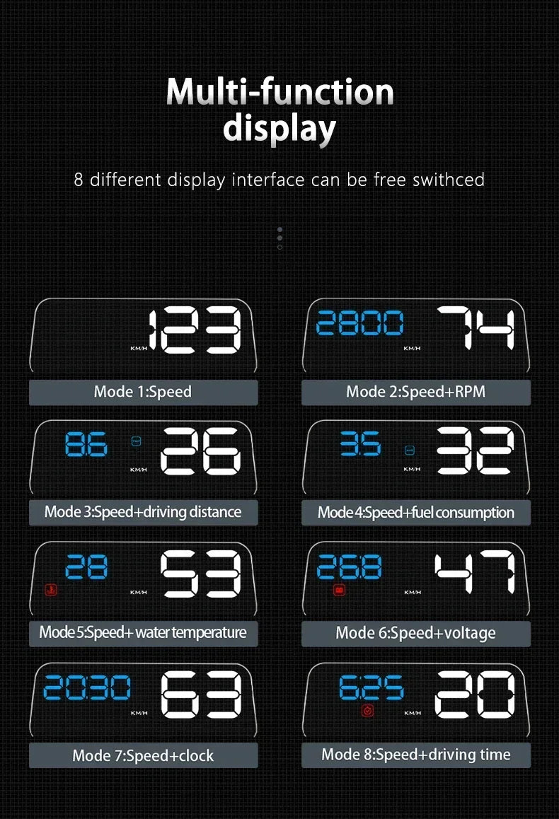 Gauge Display Car Head Up LCD Car Digital Odometer