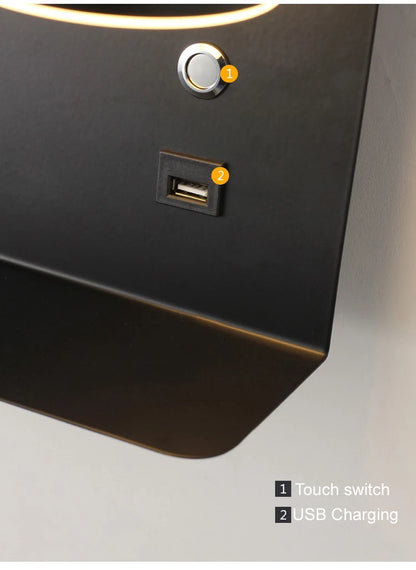 Bedroom Led Wall Lamps with USB Charge Wall Light