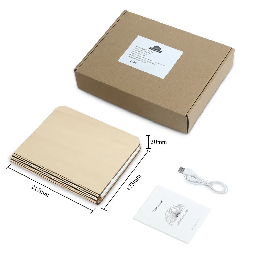 3D Wooden Foldable LED Book Night Light 3 / 5 Lighting Colors