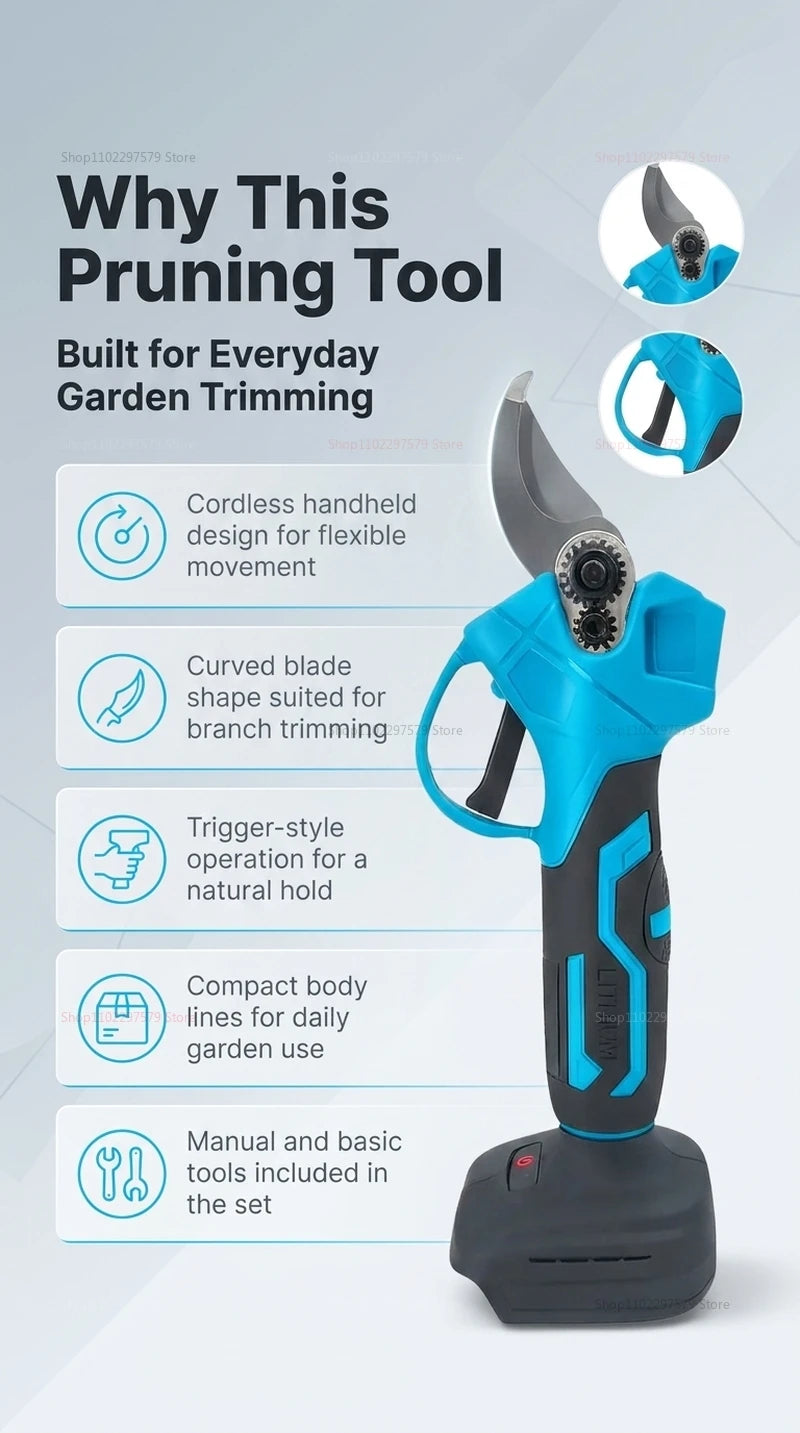 18V Cordless Electric Pruning Shears Brushless Secateurs