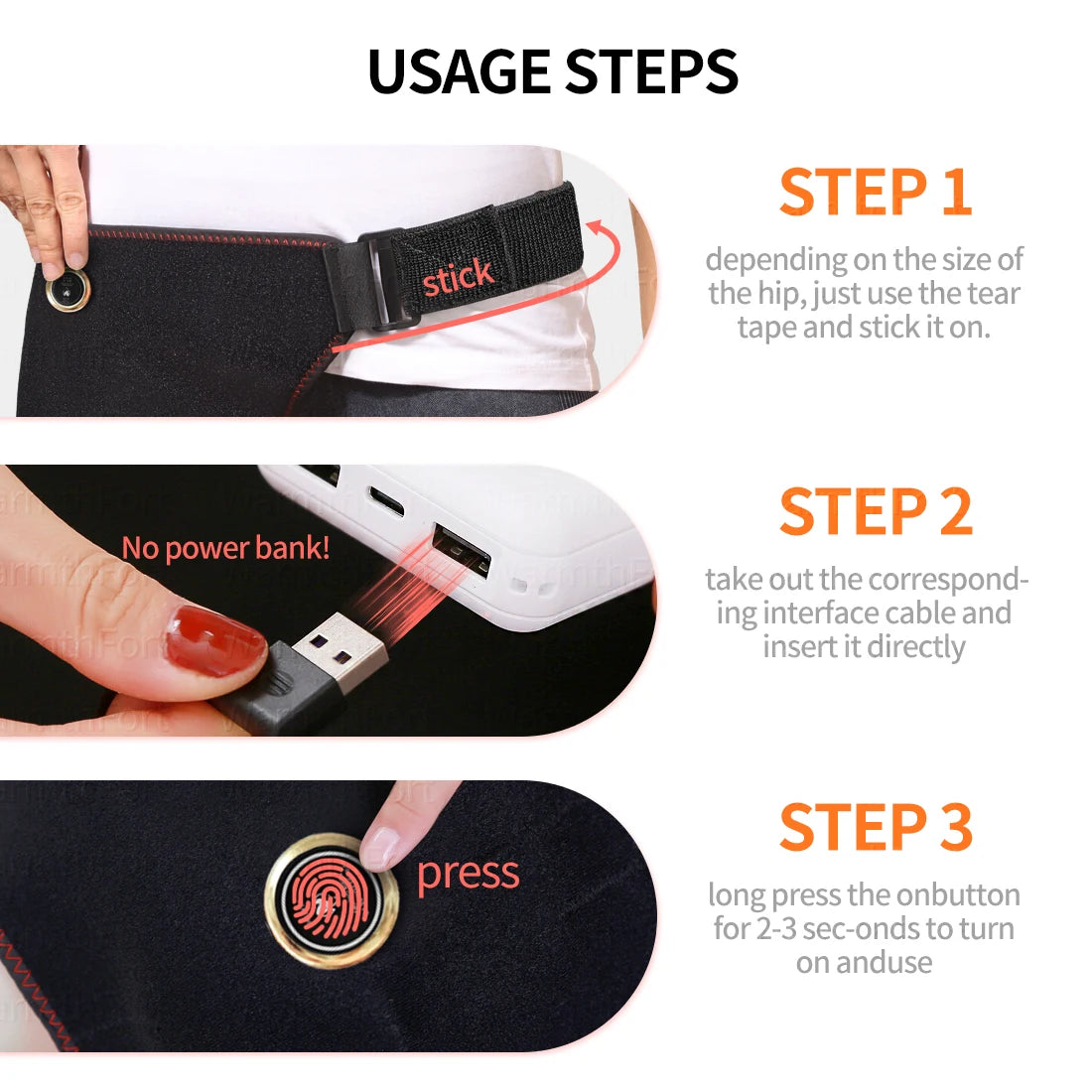 Cordless Heated Hip Support Brace with Massager Relief