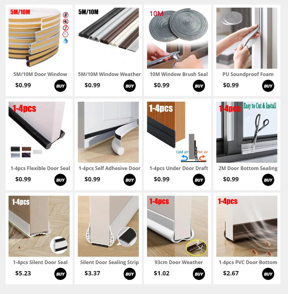 Door Insulation Seal Strip Tape Self-adhesive Acoustic