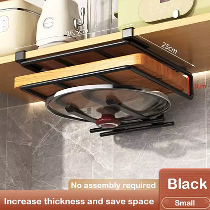 Kitchen Hanging Organizer Rack with Hooks Under Cupboard Paper Towel Rags