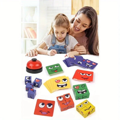 Kids Face Change Cube Game Montessori Expression Puzzle