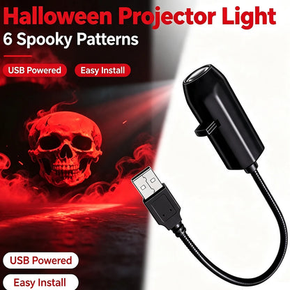 USB Halloween Projector Light 6 Patterns Mini LED Spooky