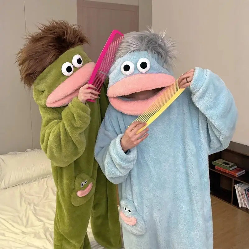 Cartoon Pajamas Autumn Winter Couple Set Wacky Bodysuit
