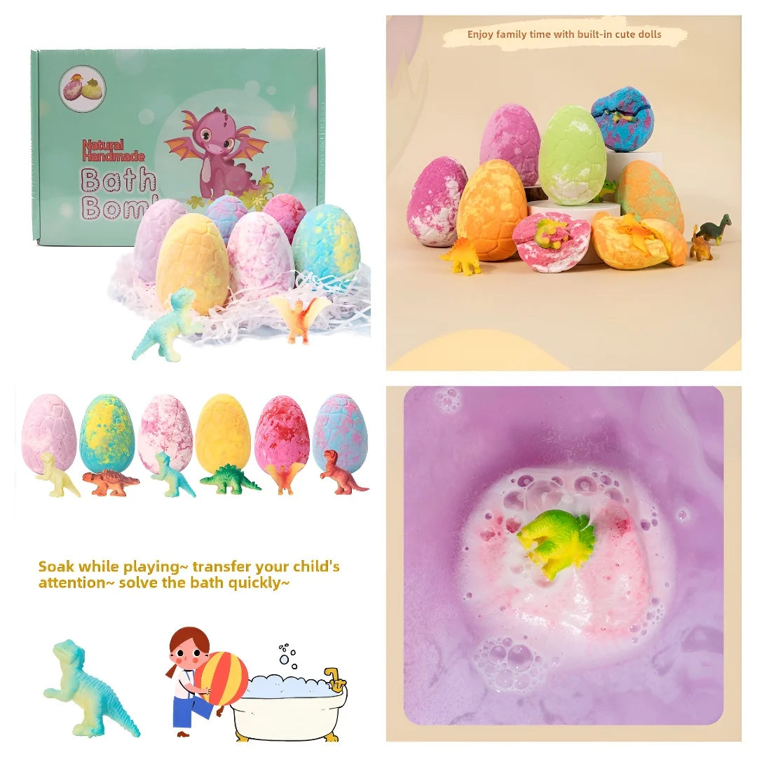 6PCS Children's Dinosaur Egg Bomb Bath Salt Balls Fun