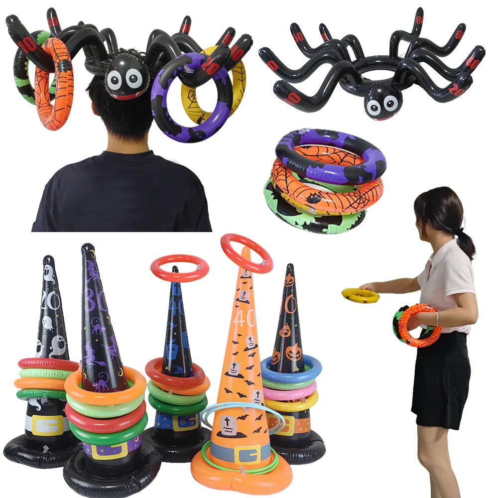 Fun Halloween Throwing Game Inflatable Spiders Witch’s Hat Toss