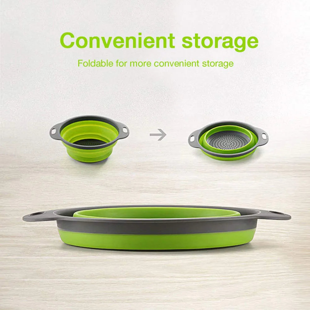 Silicone Folding Drain Basket Fruit Vegetable Washing Basket