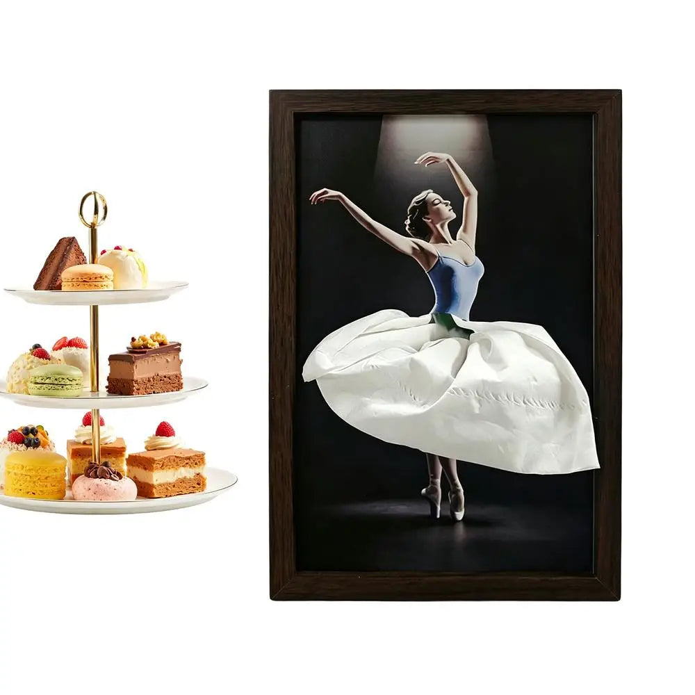 Wooden Ballet Dancer Tissue Box Elegant Skirt Napkin