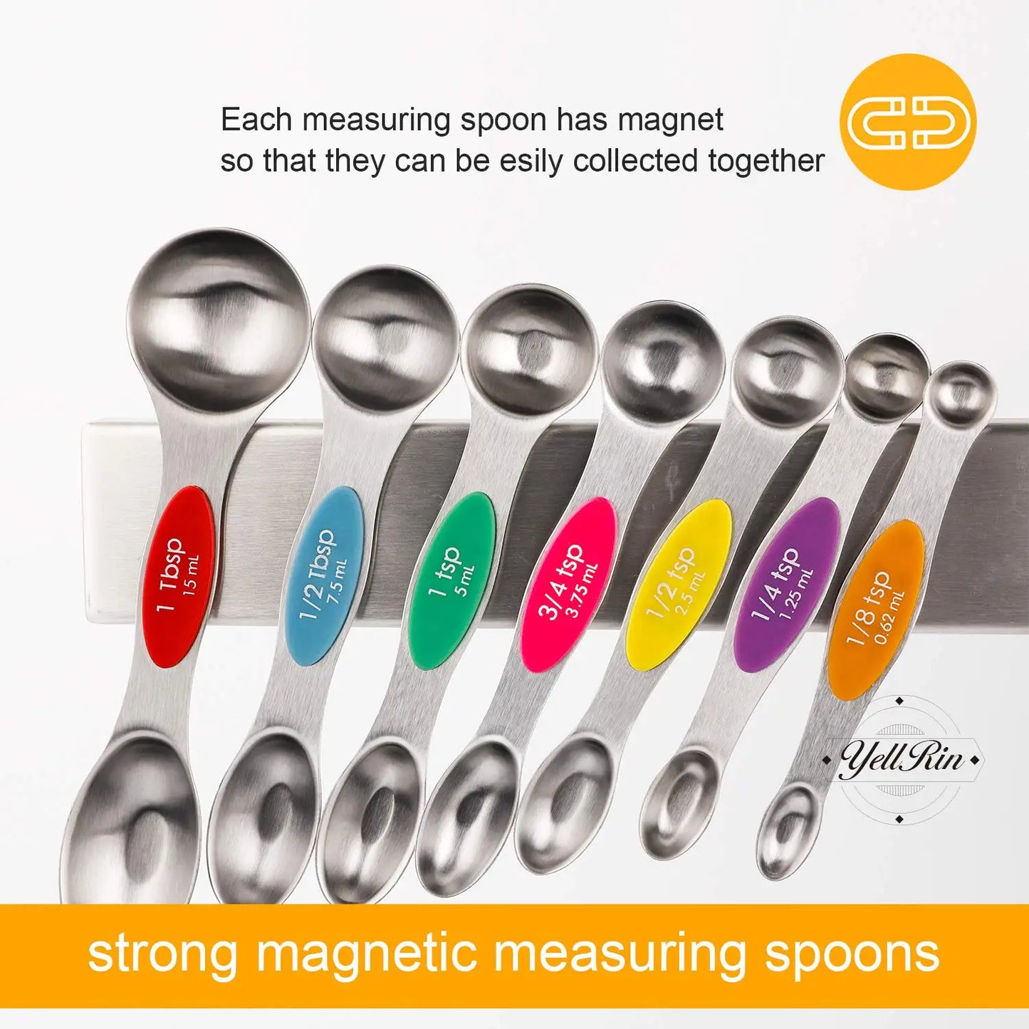 Magnetic Measuring Spoons Set, Dual-Sided Stainless Steel