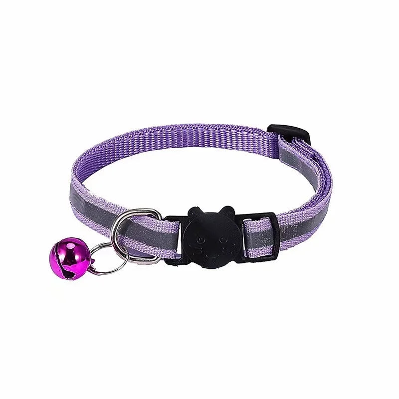 Cartoon Cat Head Reflective Pet Collar Colorful Bell