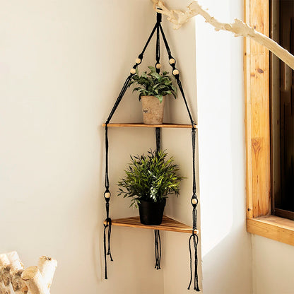 Floating Wall Shelf Wood Triangle Corner Display Stand