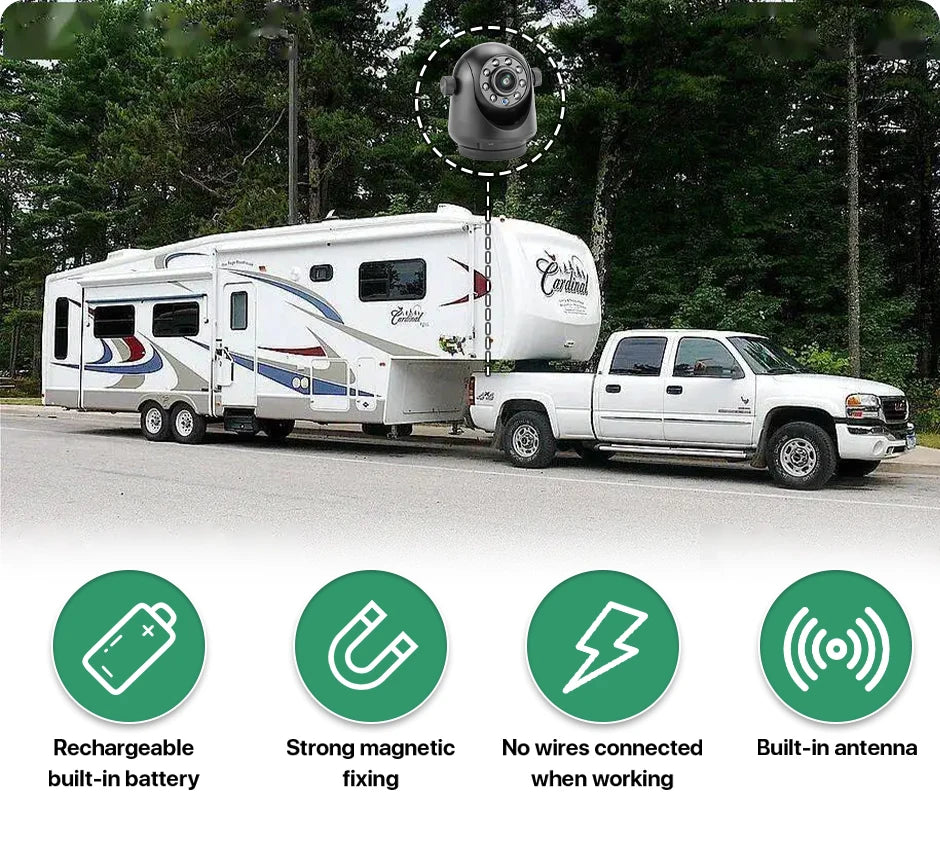 5G WiFi Magnetic Hitch Wireless Rear View Camera Night Vision