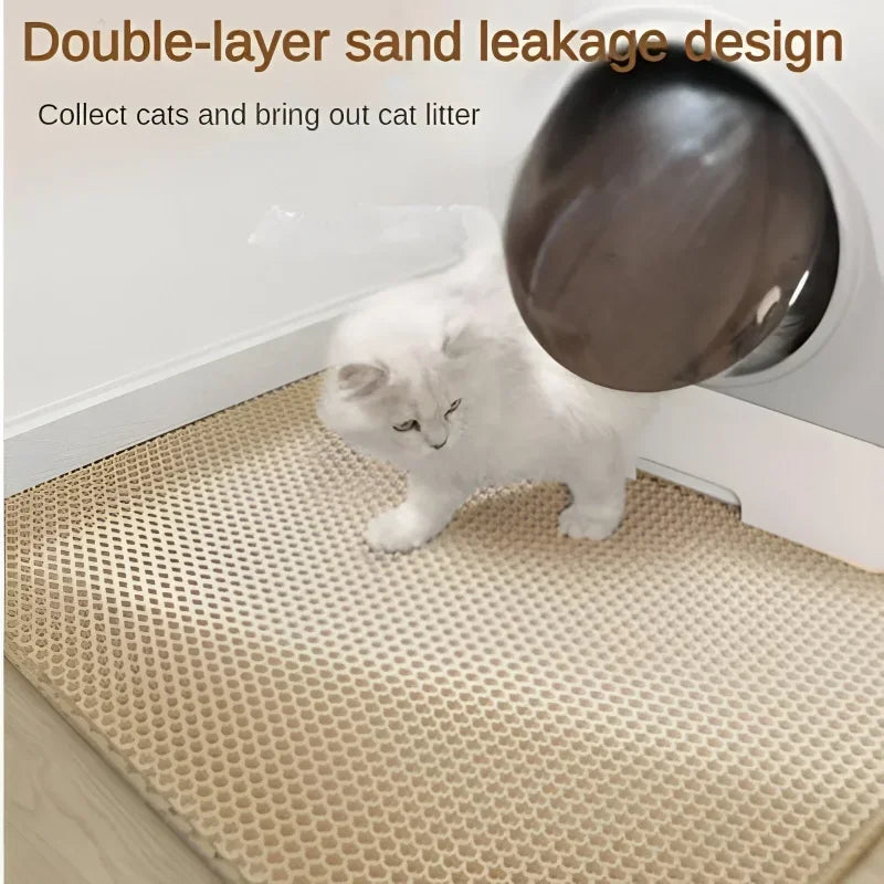 Cats Litter Mat Double Layer EVA Cat Litter Pad Large Hole