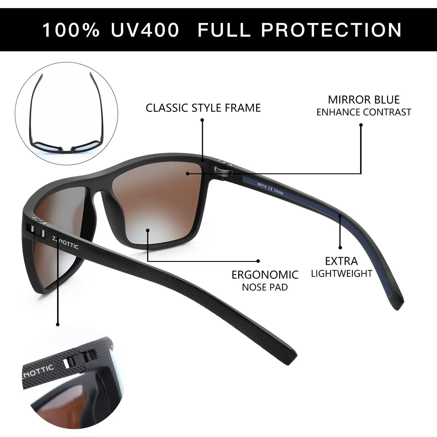Polarized Sunglasses for Men Shades Lightweight TR90 Frame
