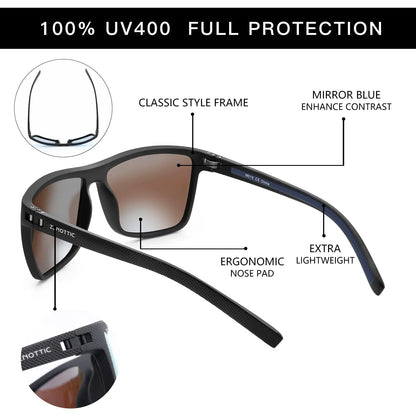 Polarized Sunglasses for Men Shades Lightweight TR90 Frame