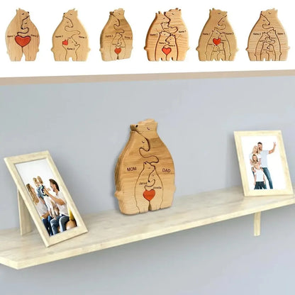 Art Wooden Bear Family Puzzle Personalized Name Custom