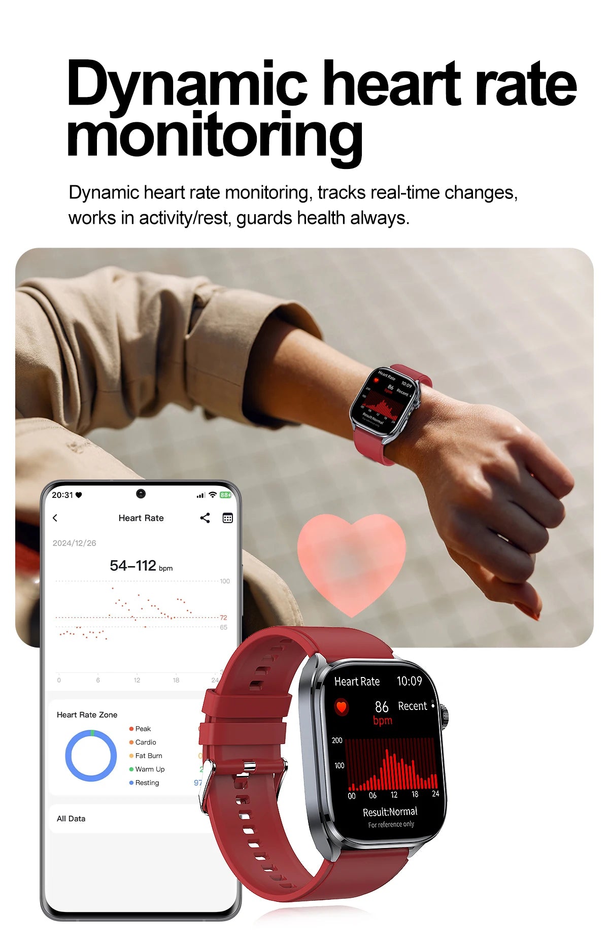 New AI Health Care Accurate detection ECG Smart Watch