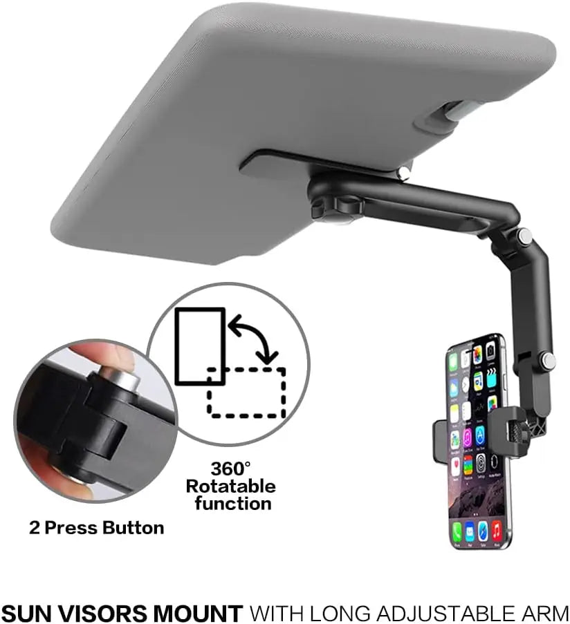 Sun Visor Phone Holder for Car Multifunctional 360° Rotating