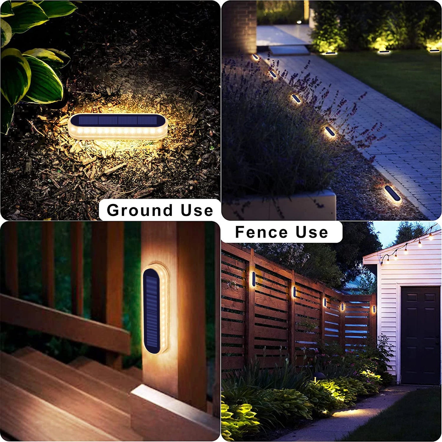 4 Pack Solar Deck Lights Outdoor Step Lights IP68 Solar