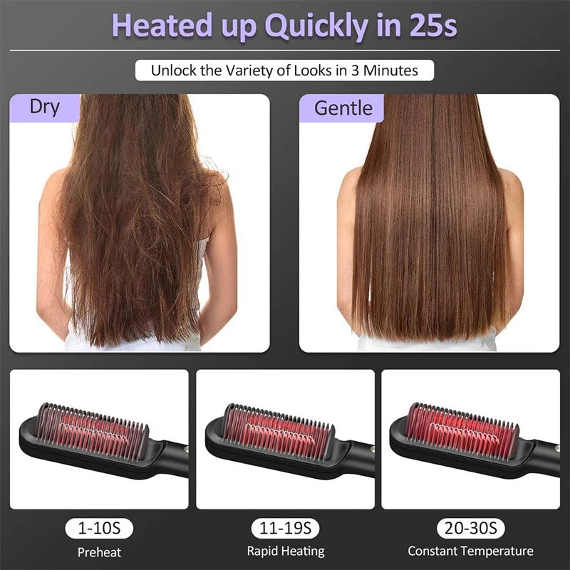 Electric Hair Straightener Brush Professional Straightener